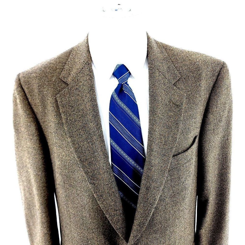 Daniel Cremieux Tweed Wool 2 Button‎ Sport Coat 42L Tan Gray Birdseye